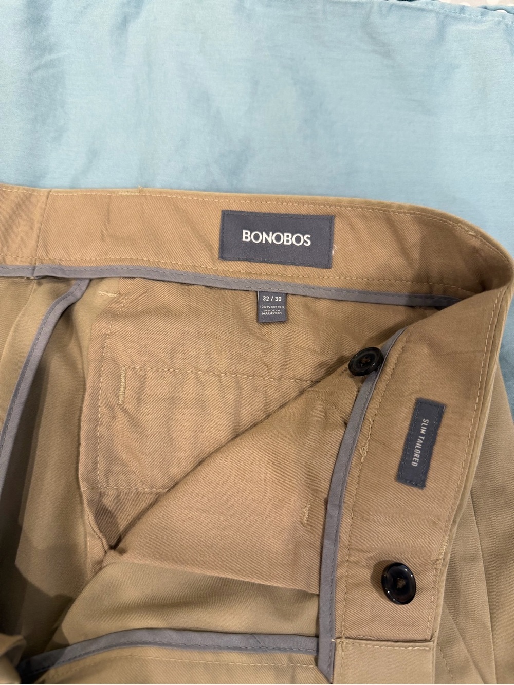 Bonobos Slim Tailored Chinos in Khaki Tan (32x30) - like new